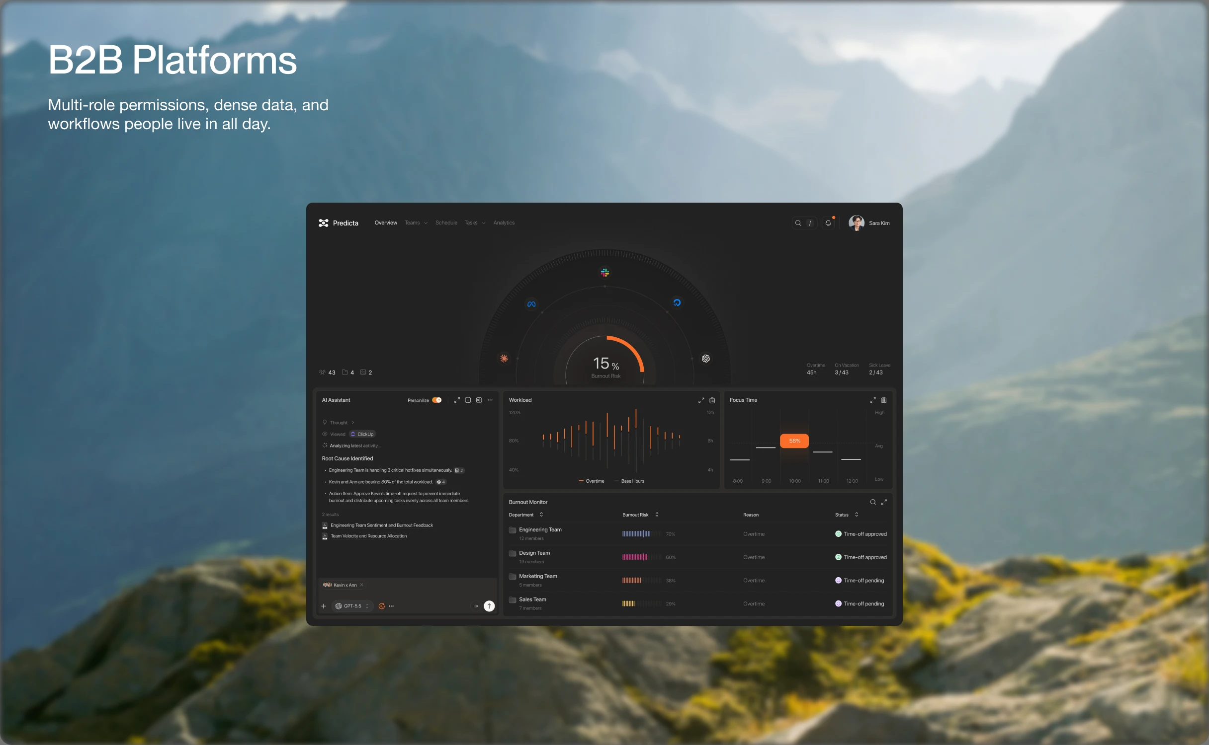 B2B platforms — multi-role permissions, dense data, and workflows people live in all day.