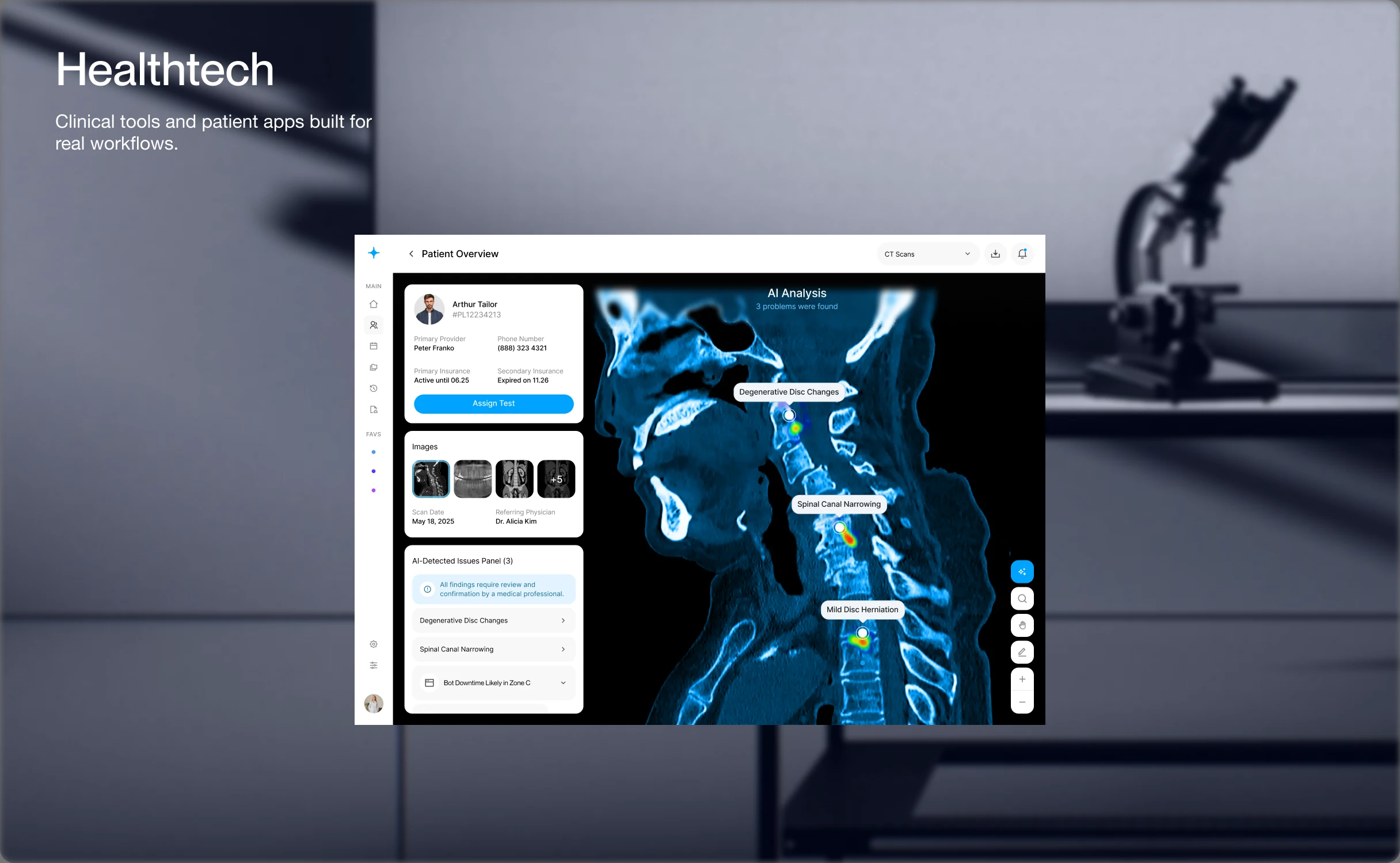 Healthtech — clinical tools and patient apps built for real workflows.