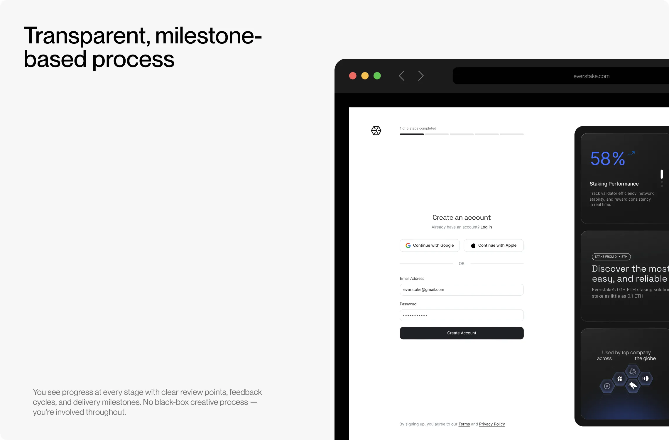 Transparent, milestone-based process